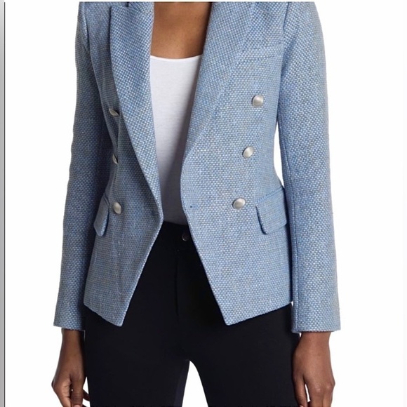NWT L'AGENCE Kenzie Basket Weave Tweed Double Breasted Classic Academia Blazer 2 - Picture 5 of 11